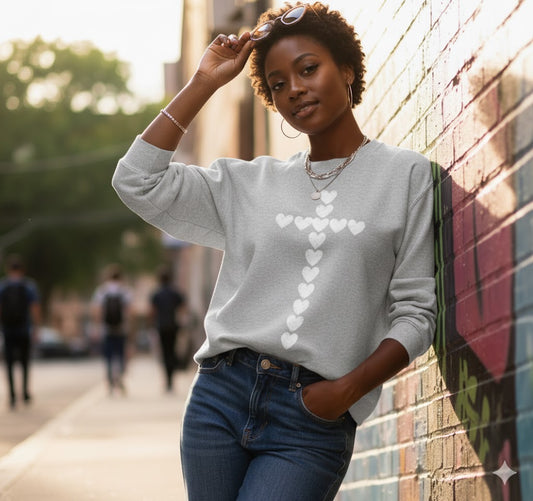 Christian Cross Hearts Sweatshirt