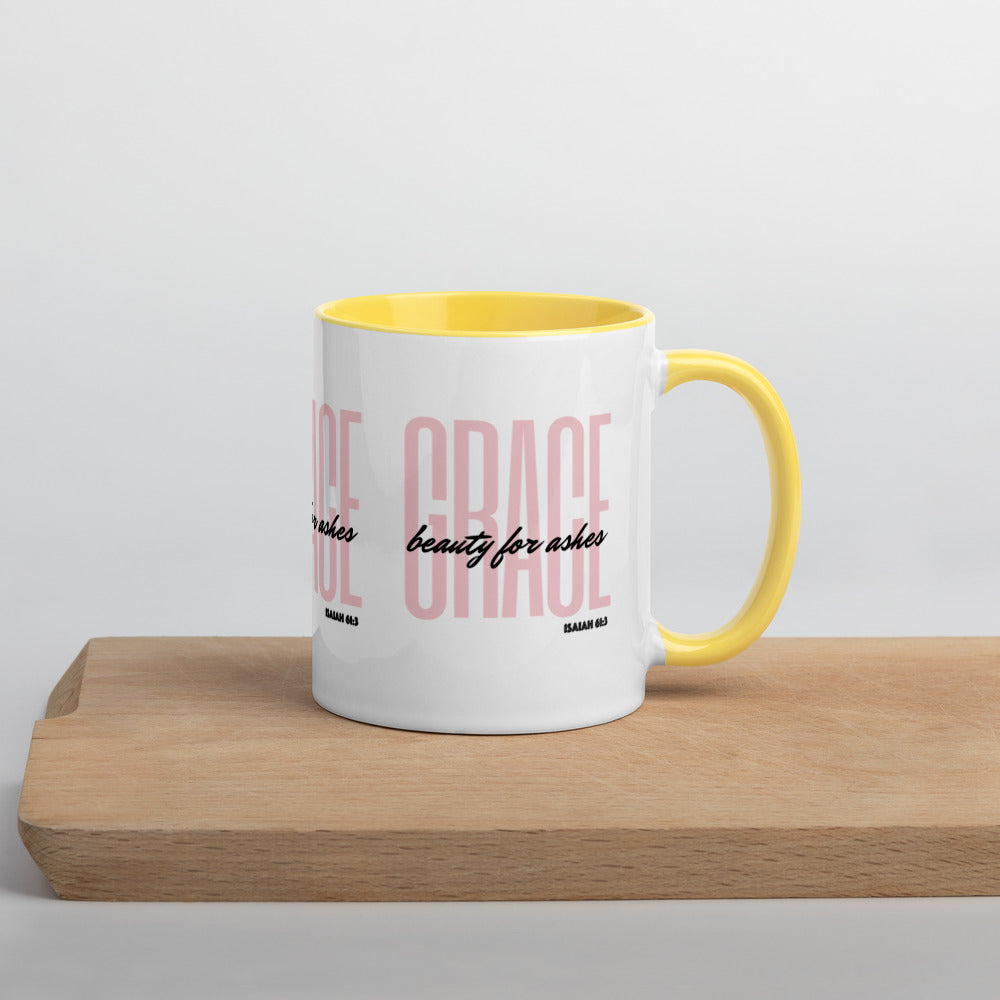 BEAUTY FOR ASHES Isaiah 61:3 - GRACE Mug with Color Inside