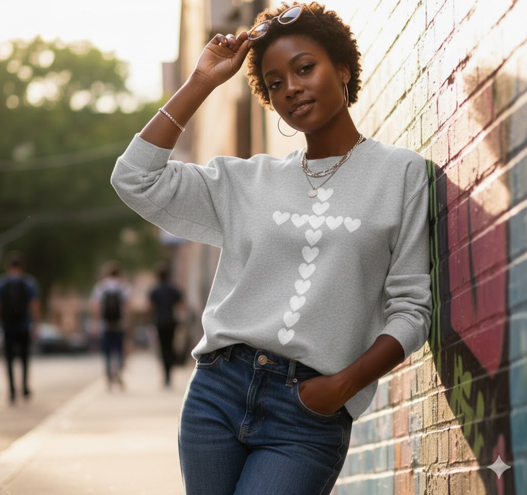 Christian Cross Hearts Sweatshirt