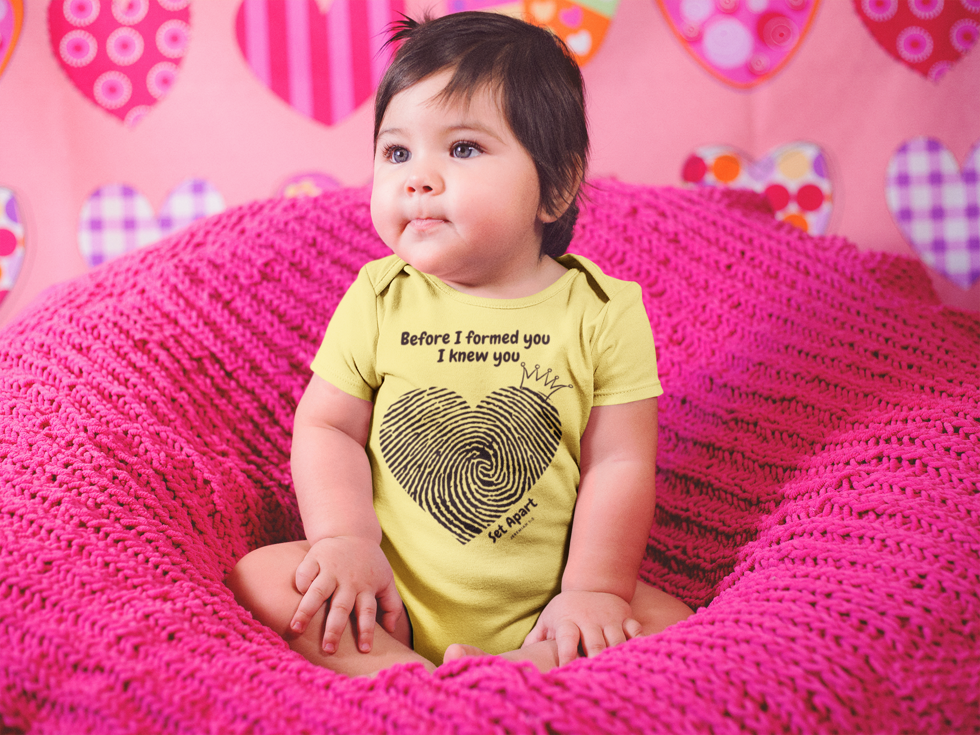 I'M SET APART Jeremiah 1:5 Heart Fingerprint Baby T-Shirt