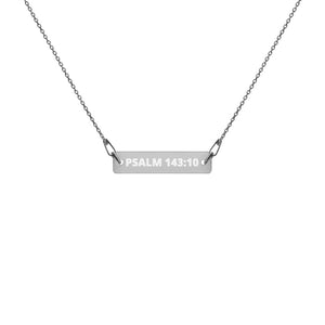 PSALM 143:10 Engraved Silver Bar Chain Necklace