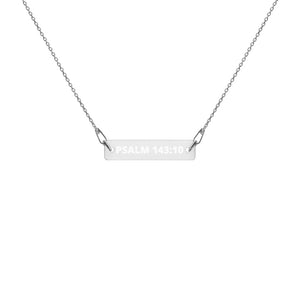 PSALM 143:10 Engraved Silver Bar Chain Necklace