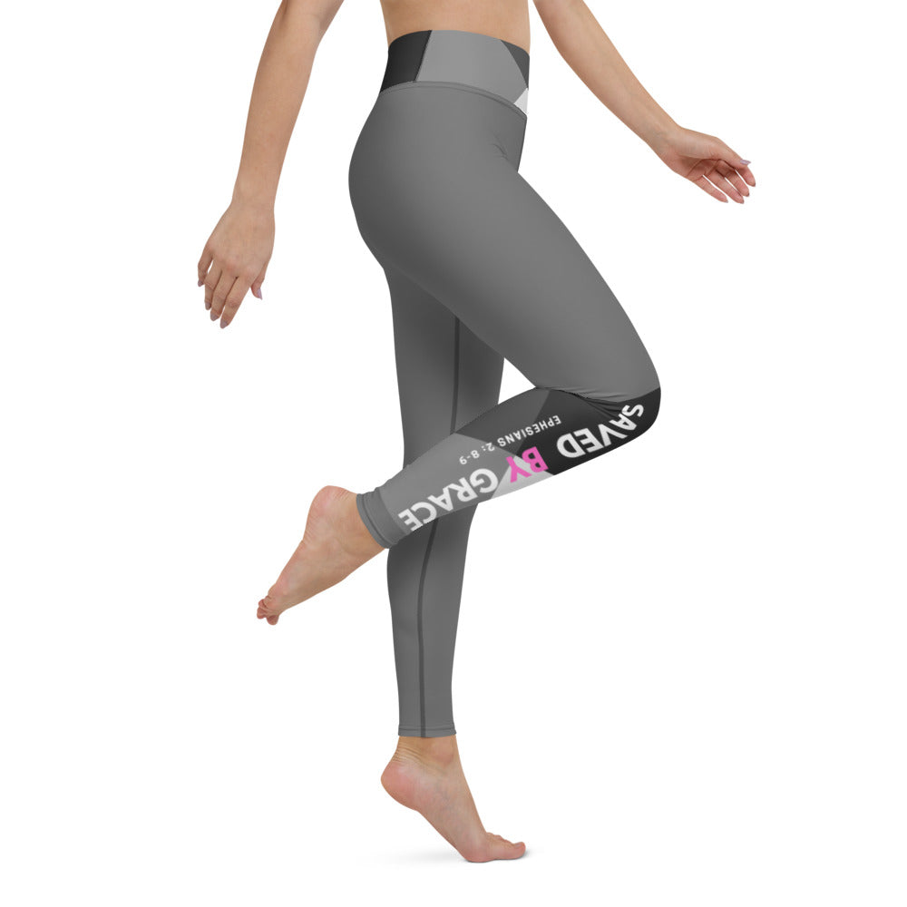SAVED BY GRACE Ephesians 2:8-9 Yoga Leggings