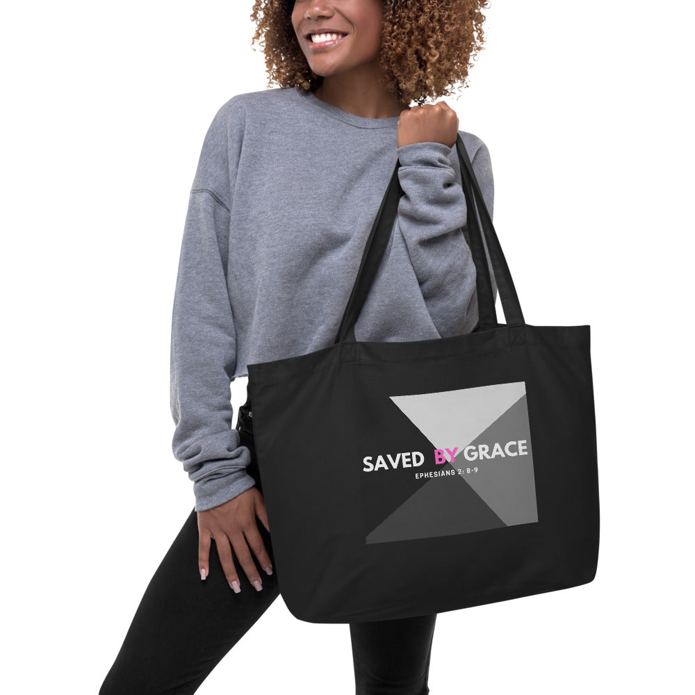 SAVED BY GRACE Large organic tote bag