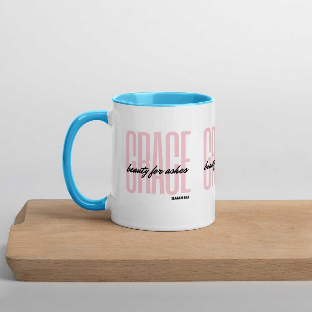 BEAUTY FOR ASHES Isaiah 61:3 - GRACE Mug with Color Inside