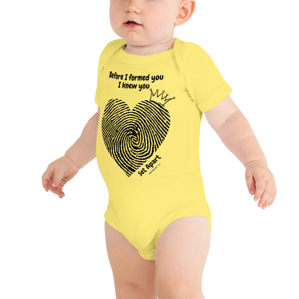 I'M SET APART Jeremiah 1:5 Heart Fingerprint Baby T-Shirt