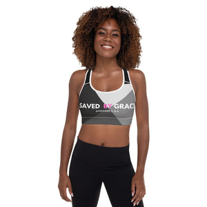 SAVED BY GRACE Ephesians 2:8-9 Padded Sports Bra