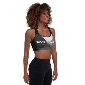 SAVED BY GRACE Ephesians 2:8-9 Padded Sports Bra