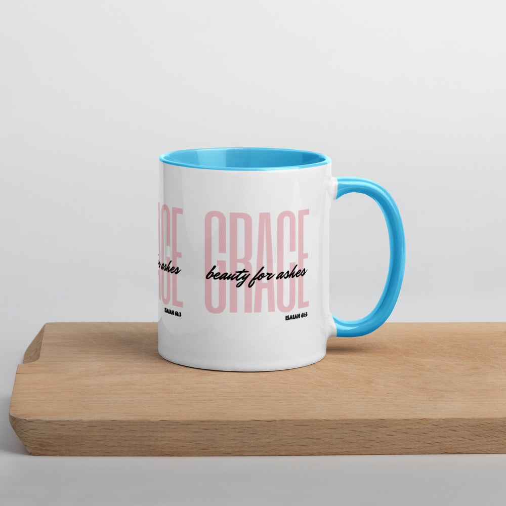BEAUTY FOR ASHES Isaiah 61:3 - GRACE Mug with Color Inside