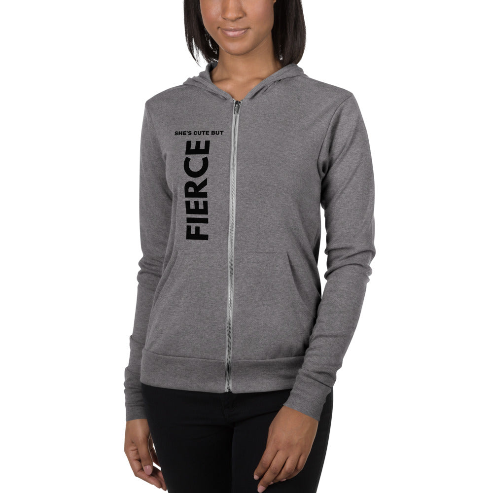 SHE'S CUTE BUT FIERCE / Logo Lightweight zip hoodie