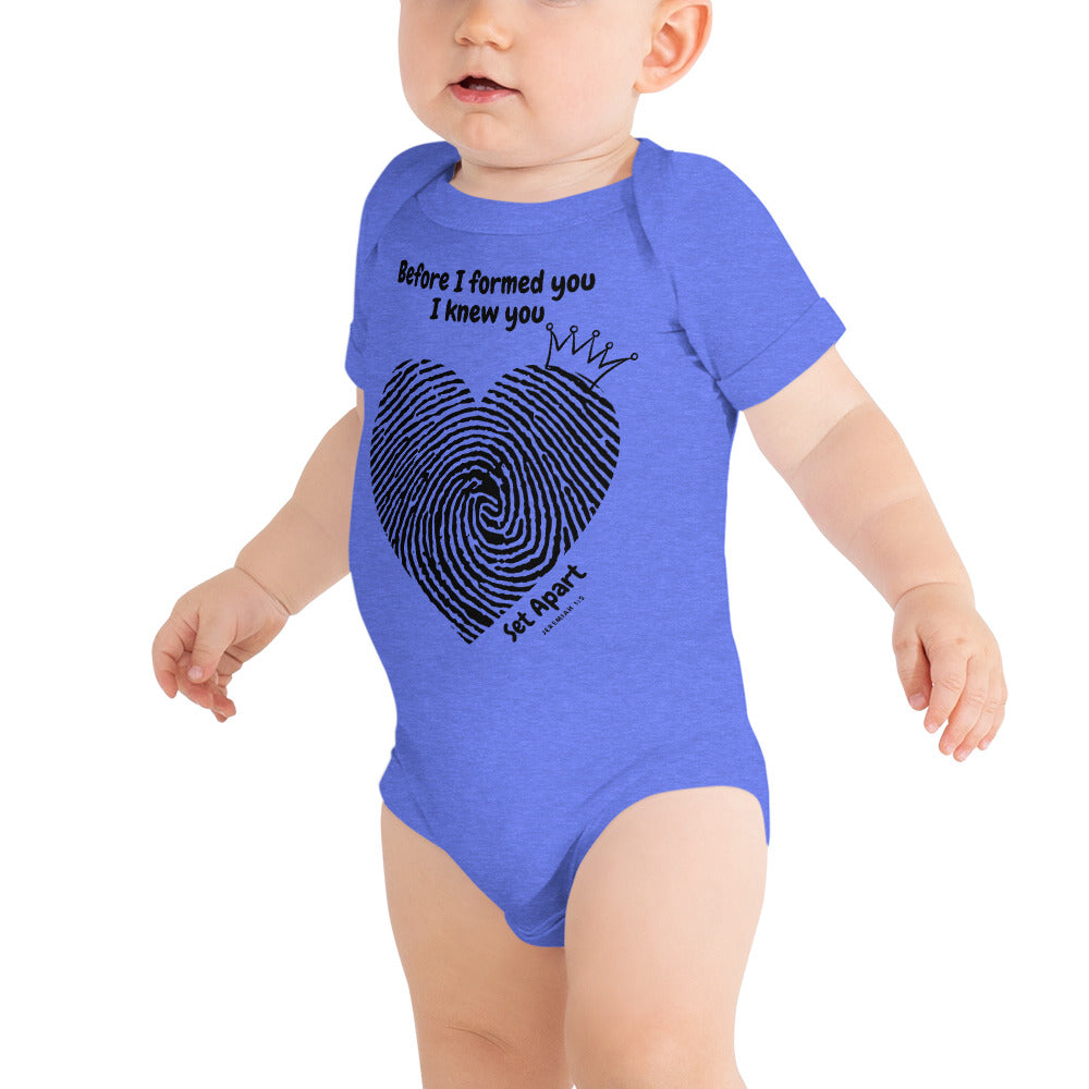 I'M SET APART Jeremiah 1:5 Heart Fingerprint Baby T-Shirt