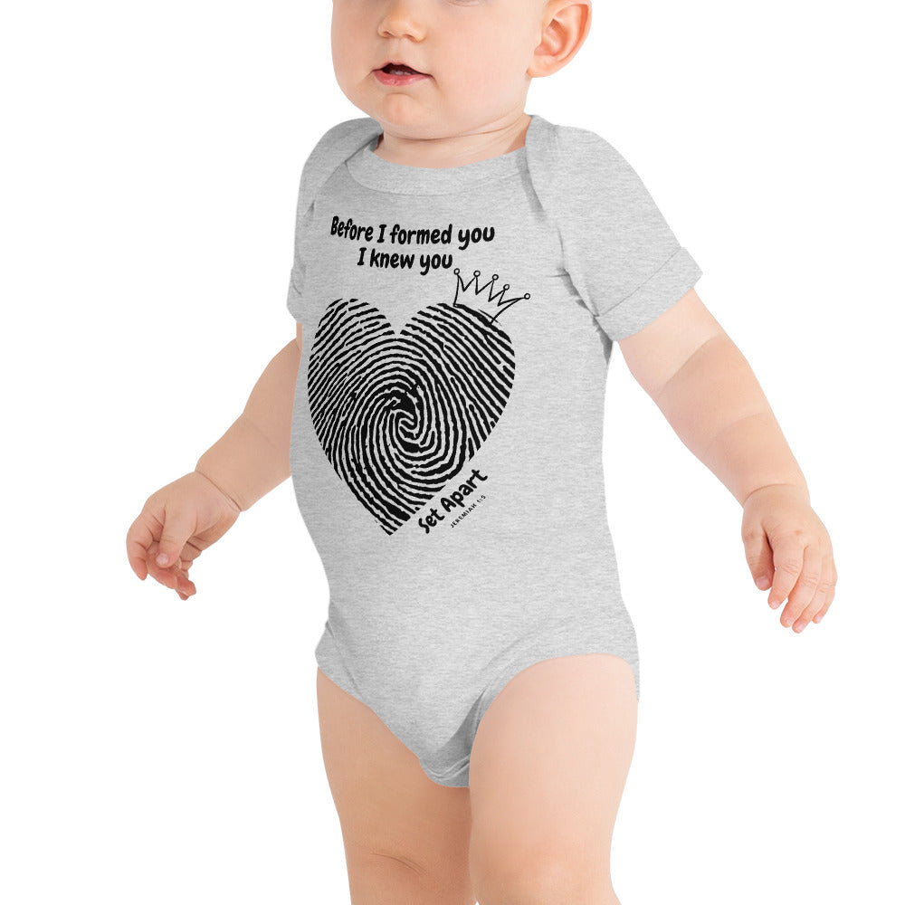 I'M SET APART Jeremiah 1:5 Heart Fingerprint Baby T-Shirt