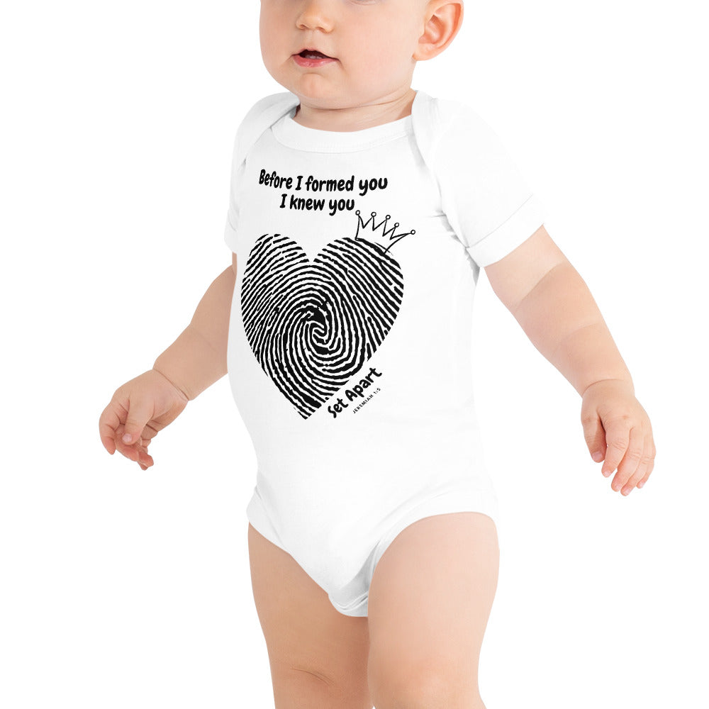 I'M SET APART Jeremiah 1:5 Heart Fingerprint Baby T-Shirt