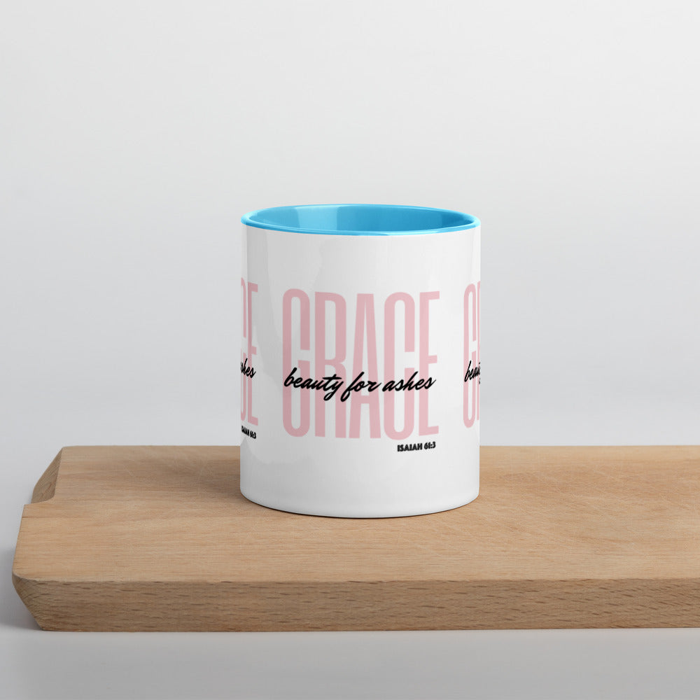BEAUTY FOR ASHES Isaiah 61:3 - GRACE Mug with Color Inside