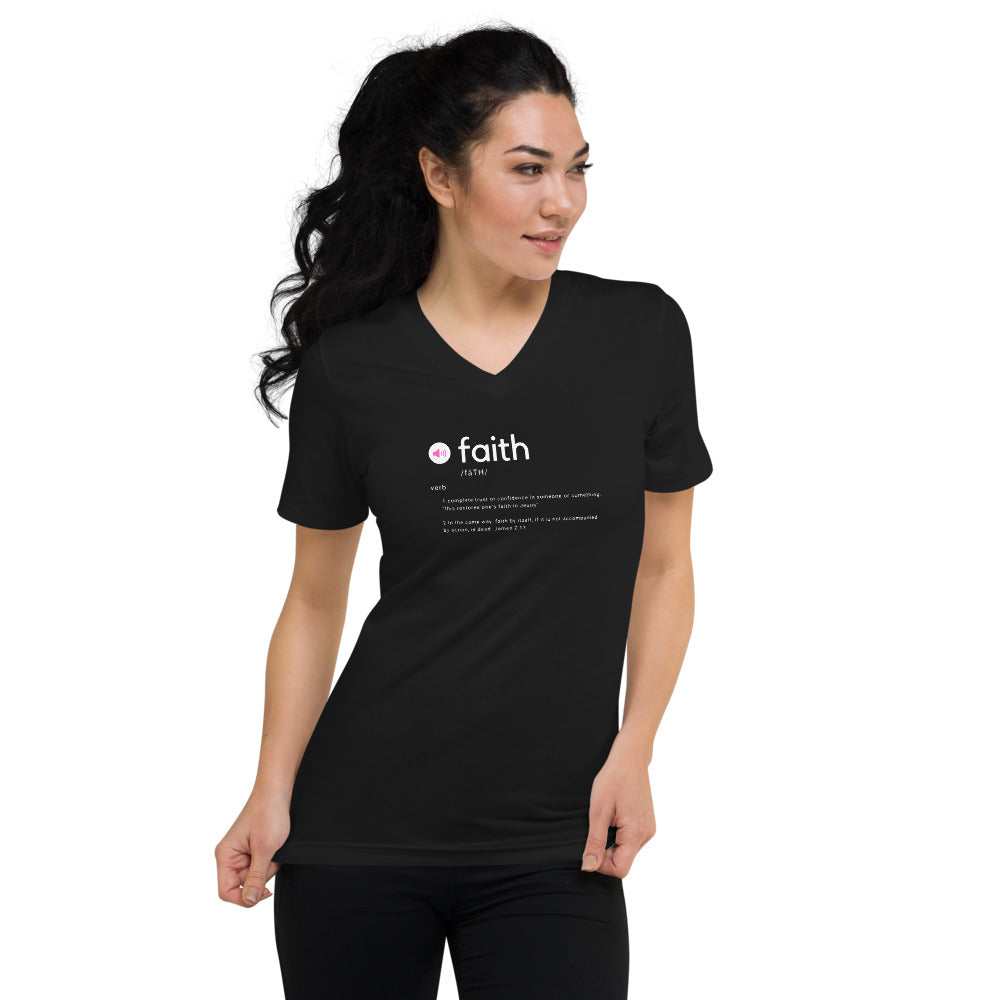 FAITH WITHOUT WORKS James 2:17 V-Neck T-Shirt